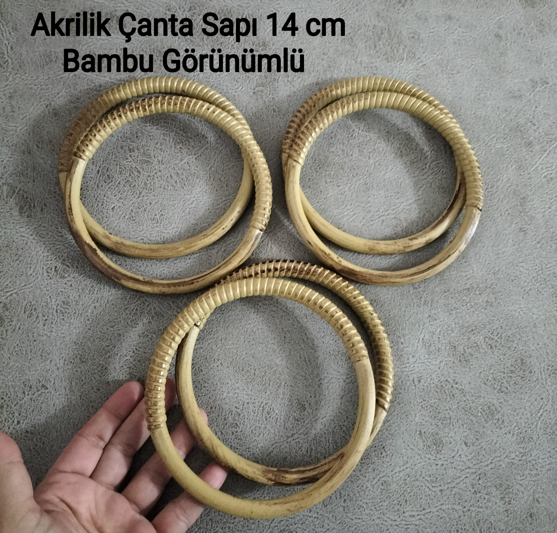 Çanta Sapı Bambu Görünümlü 14 cm 1 çift