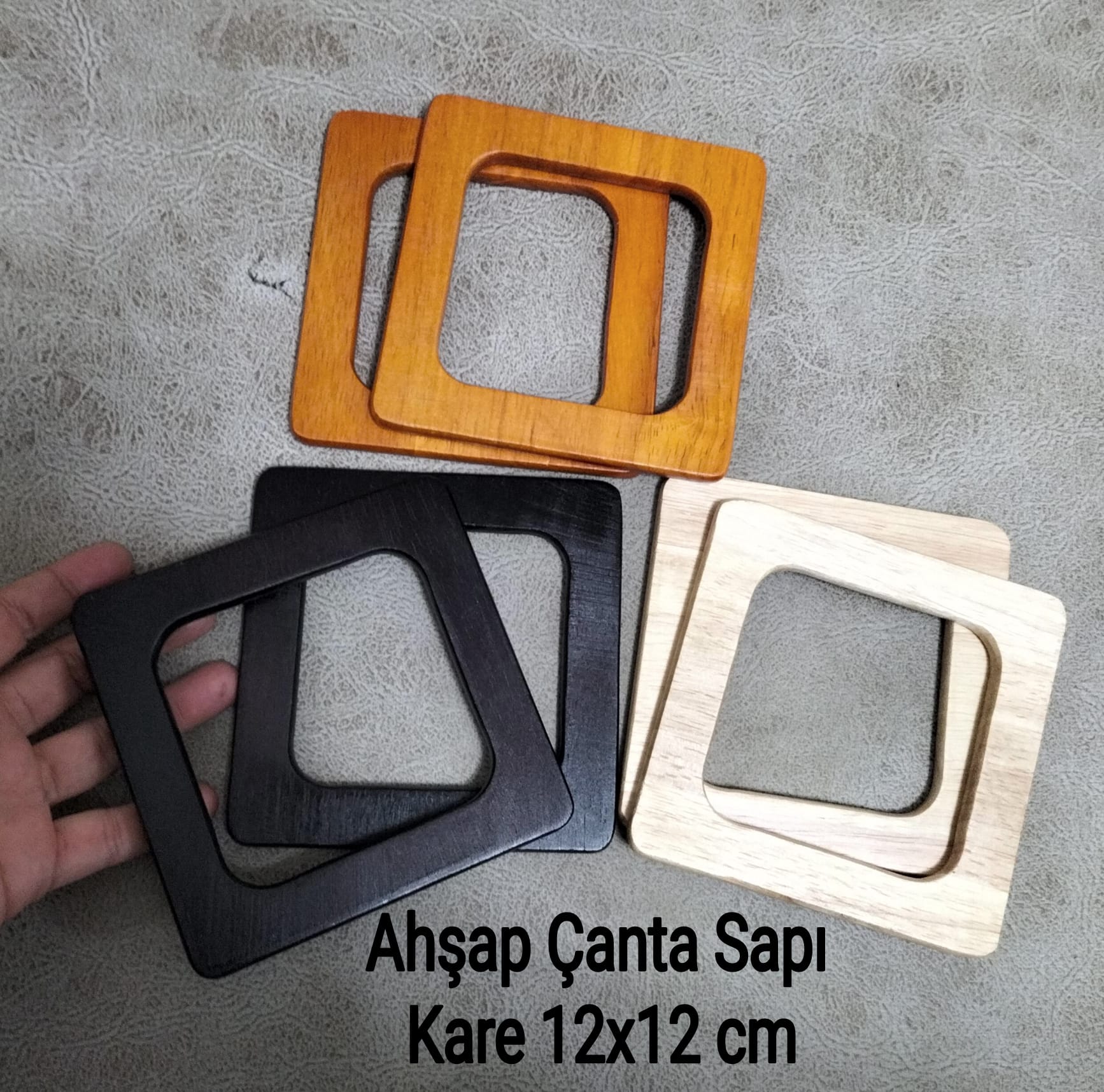 Ahşap Çanta Sapı Kare 12x12 cm