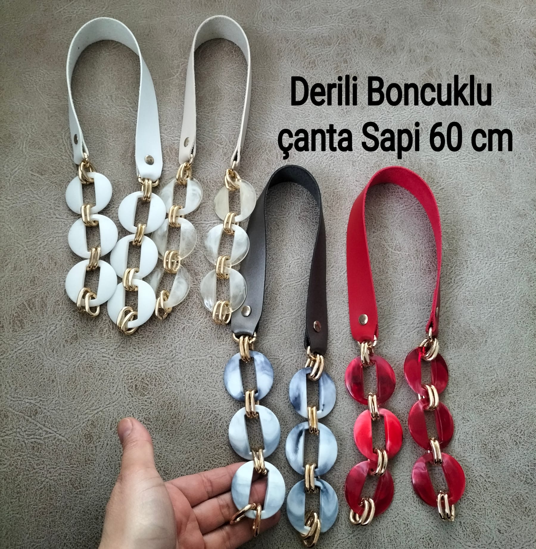 Çanta Sapı Deri Boncuklu 60 cm 1 adet