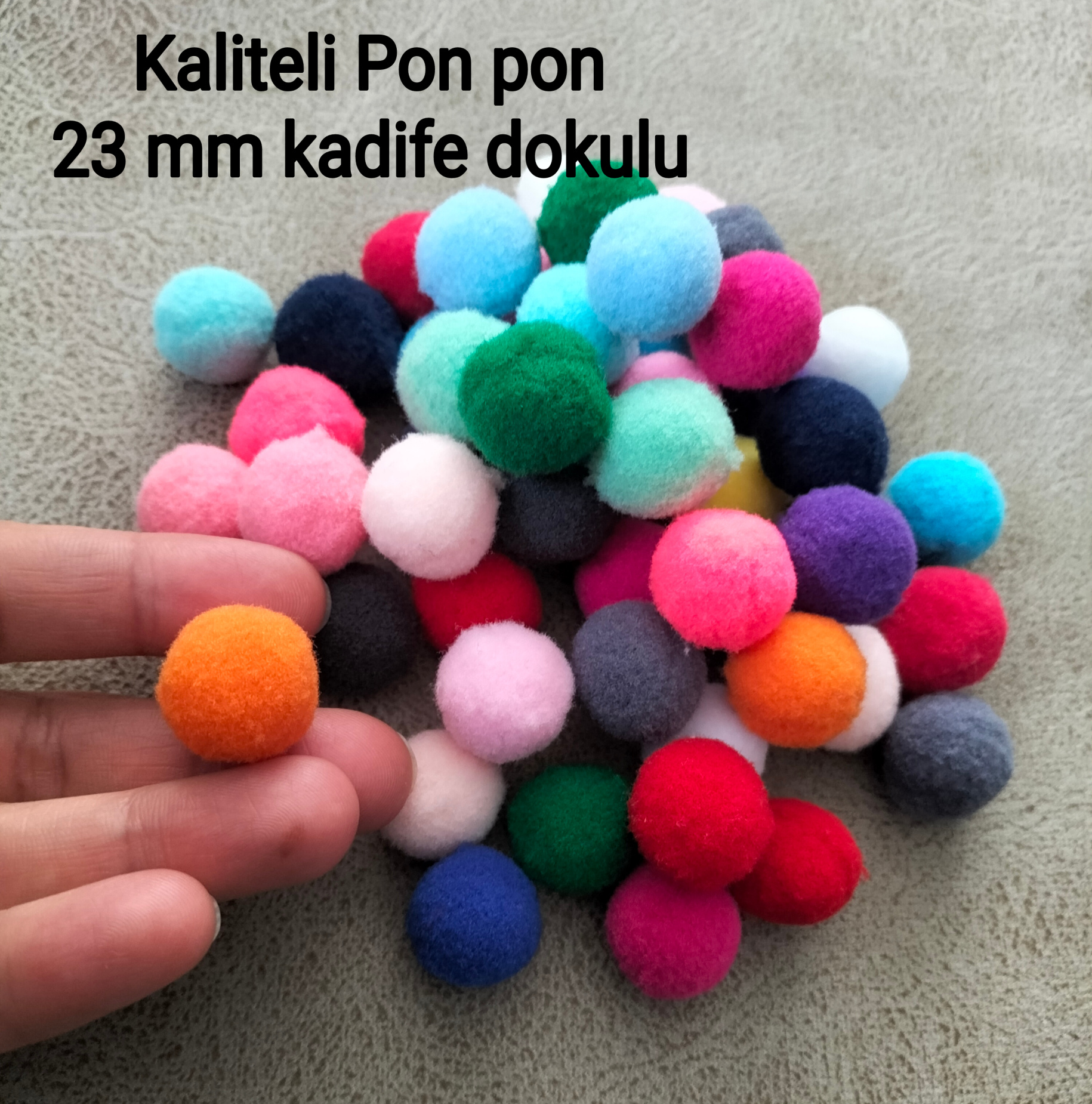 Pon Pon 23 mm (50 adet) Kaliteli Kadife Doku