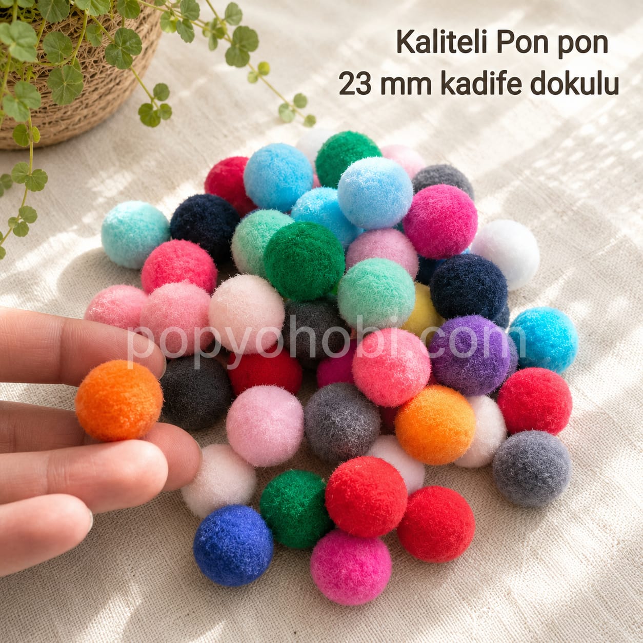 Pon Pon 23 mm (50 adet) Kaliteli Kadife Doku