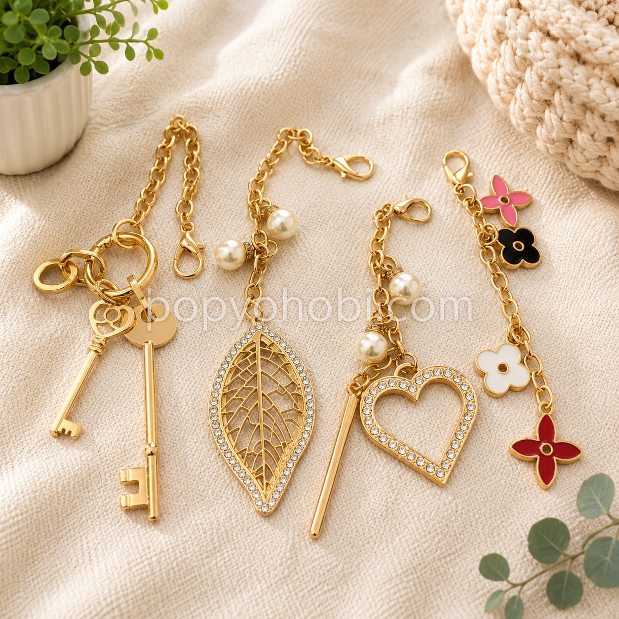 Çanta süsü, anahtarlık gold seri