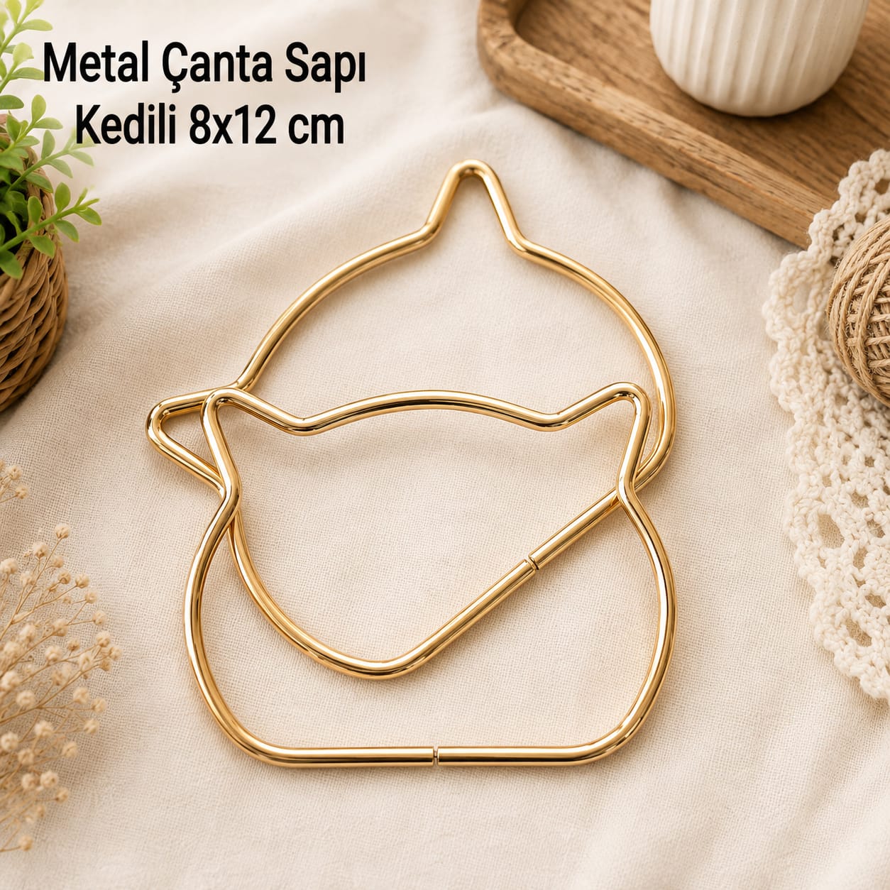 Metal Çanta Sapı Kedi 8x12 cm 1 çift