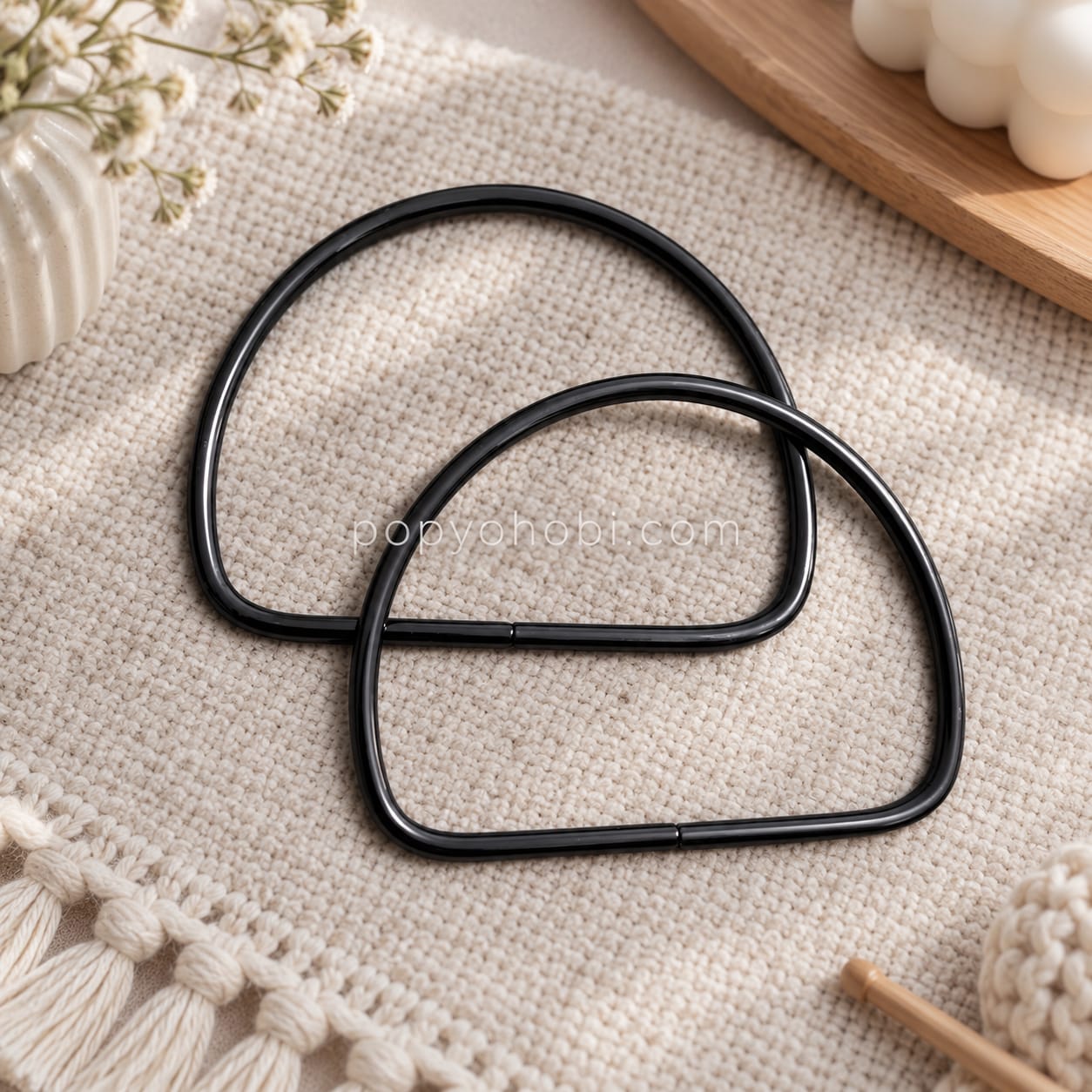 Metal Çanta Sapı D 11×8 cm 1 çift füme
