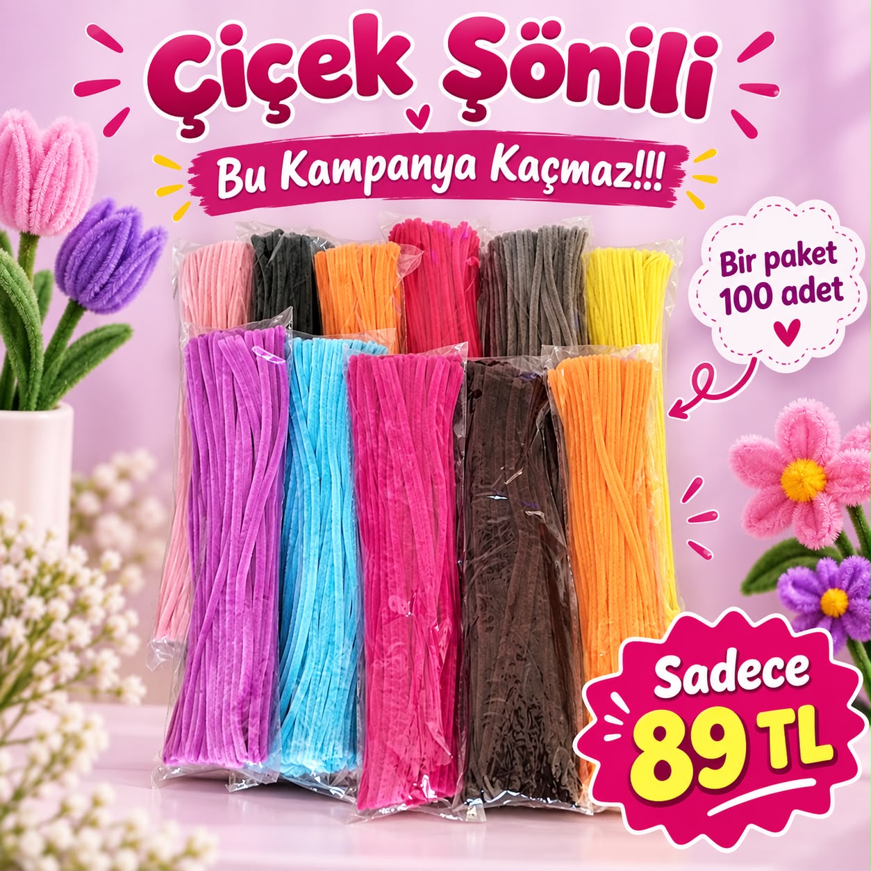 A Şönil 1 Paket (100 ad) Tek Renk 30 cm