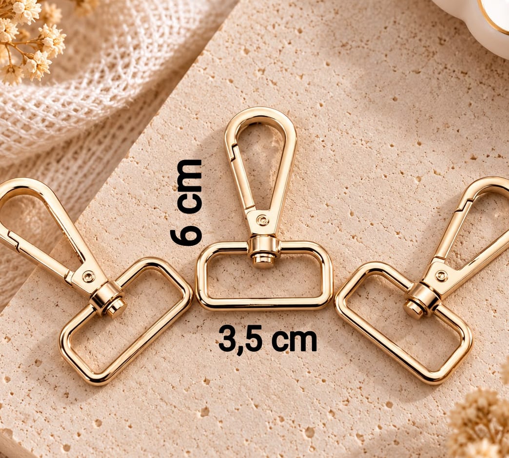 Telli Kanca Köşeli Büyük 3,5 cm Gold 2 adet